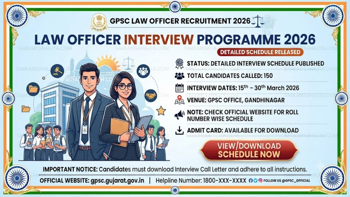 ⚖️ GPSC Law Officer Interview Programme 2026 – Detailed Schedule Released