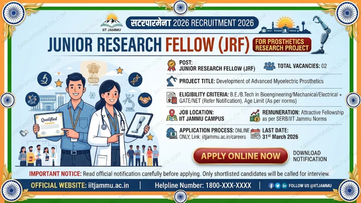 🧪 IIT Jammu Recruitment 2026 – Junior Research Fellow for Prosthetics Project
