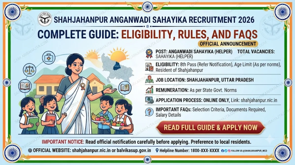 Shahjahanpur Anganwadi Sahayika Recruitment 2026 – Complete Guide with Eligibility, Rules, and FAQs
