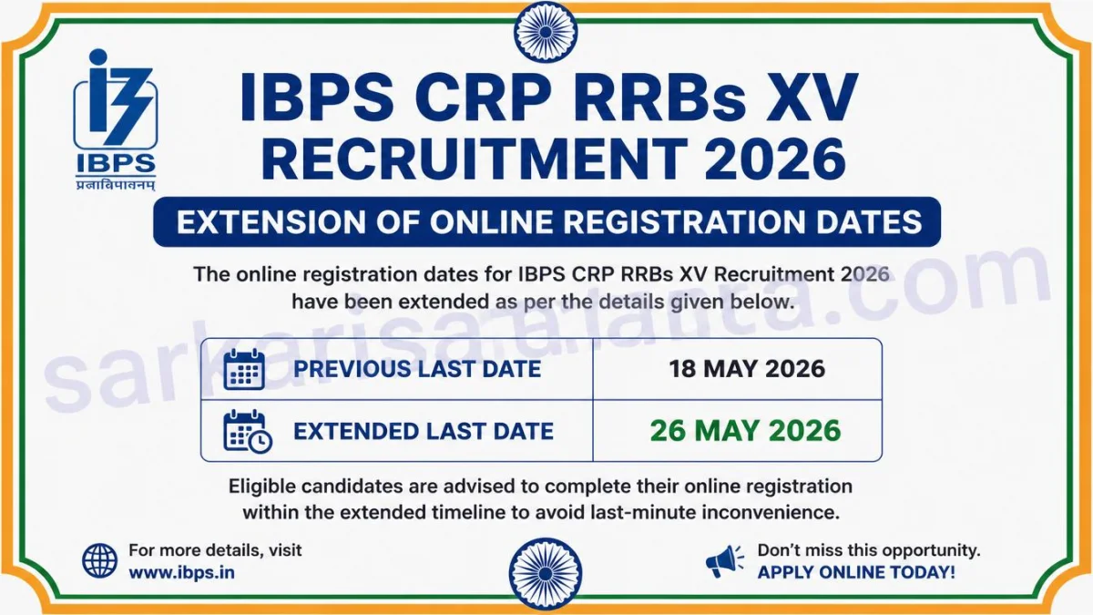 IBPS CRP RRBs XV Recruitment 2026 – Extension of Online Registration Dates