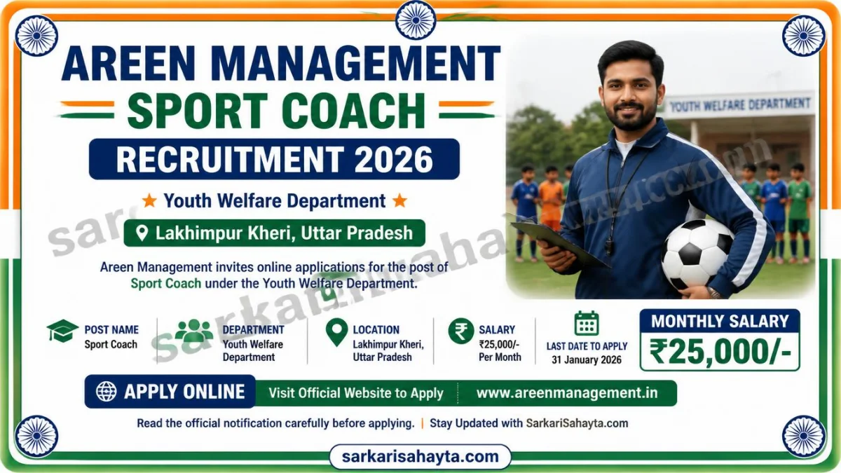Areen Management Sport Coach Recruitment 2026: Apply Online for Youth Welfare Department Vacancy in Lakhimpur Kheri with ₹25,000 Monthly Salary