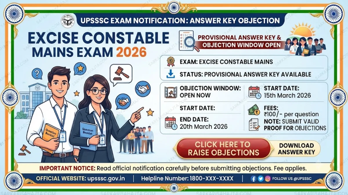 UPSSSC Opens Online Objection Window for Excise Constable Mains Exam 2026 Provisional Answer Key