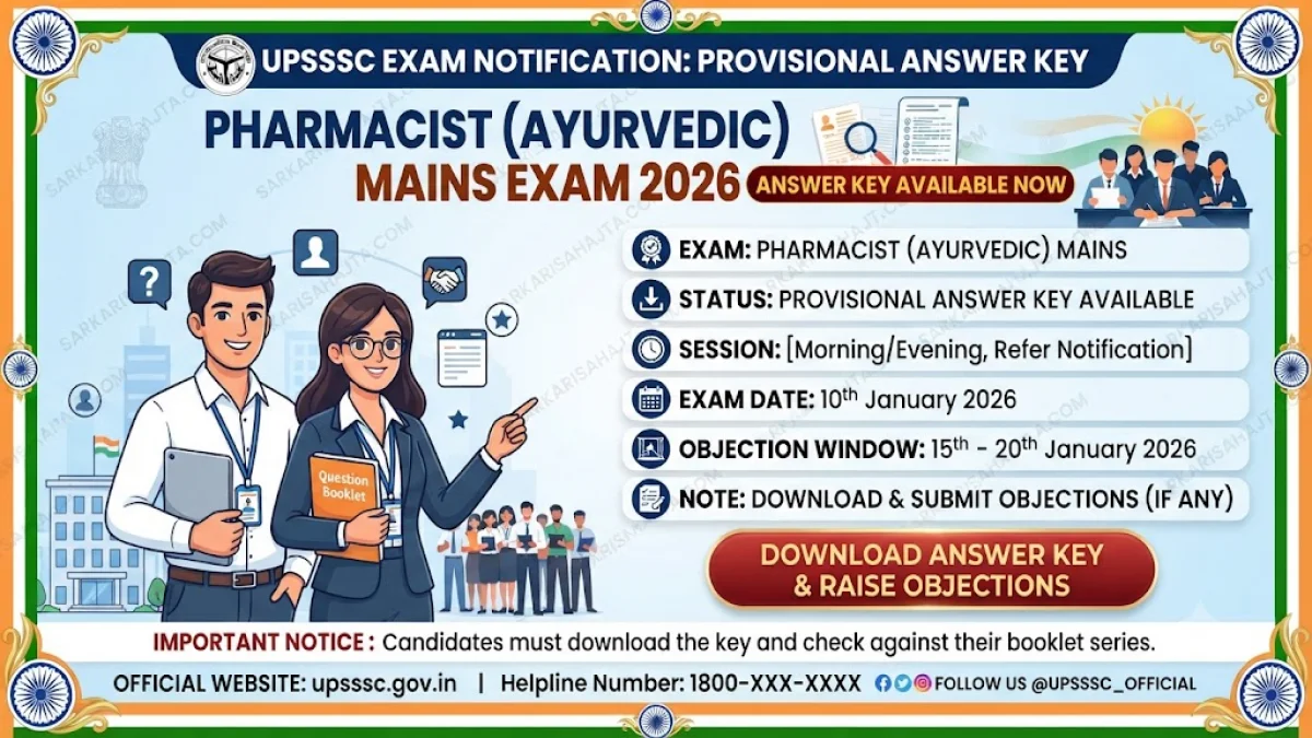 UPSSSC Releases Provisional Answer Key for Pharmacist (Ayurvedic) Mains Exam 2026