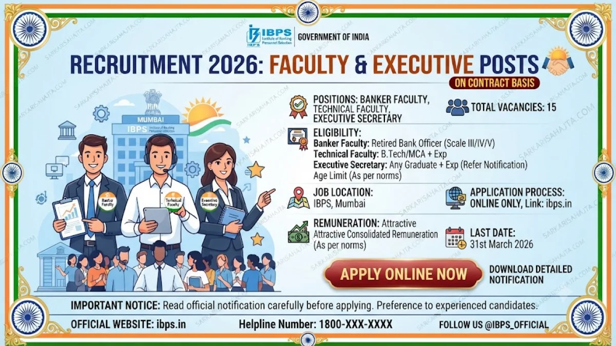 IBPS Invites Applications for Banker Faculty, Technical Faculty and Executive Secretary on Contract Basis 2026