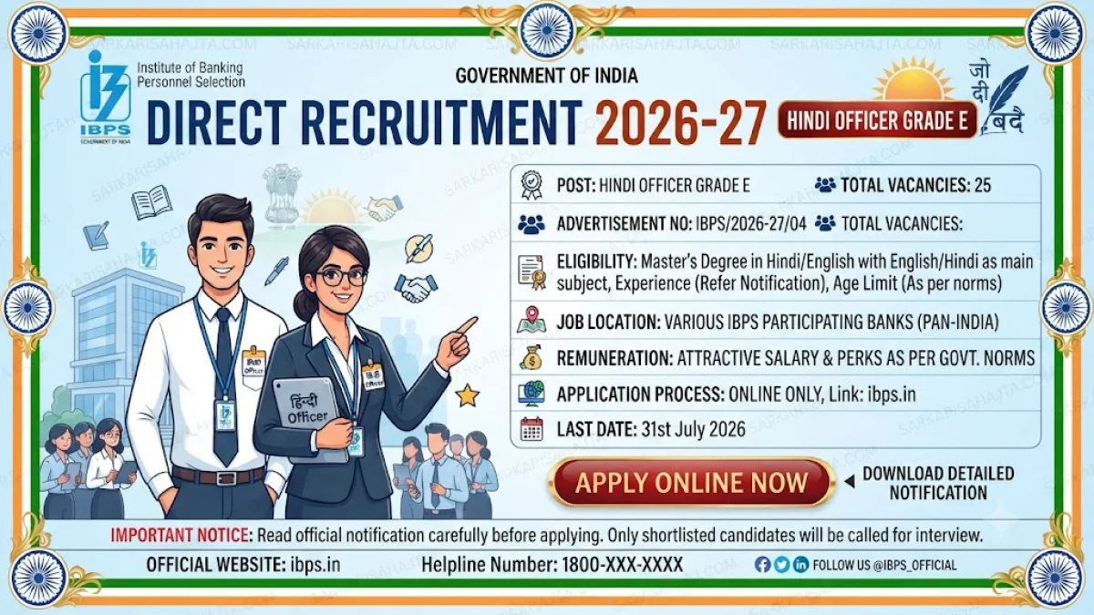 IBPS Announces Direct Recruitment for Hindi Officer Grade E under Advertisement No. IBPS/2026-27/04