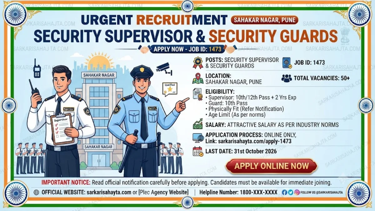 Urgent Recruitment for Security Supervisor and Security Guards in Sahakar Nagar, Pune – Apply Now for Job ID 1473