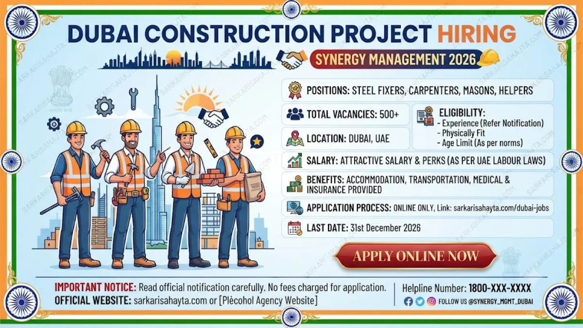 Dubai Construction Project Hiring Steel Fixers, Carpenters, Masons and Helpers under Synergy Management 2026