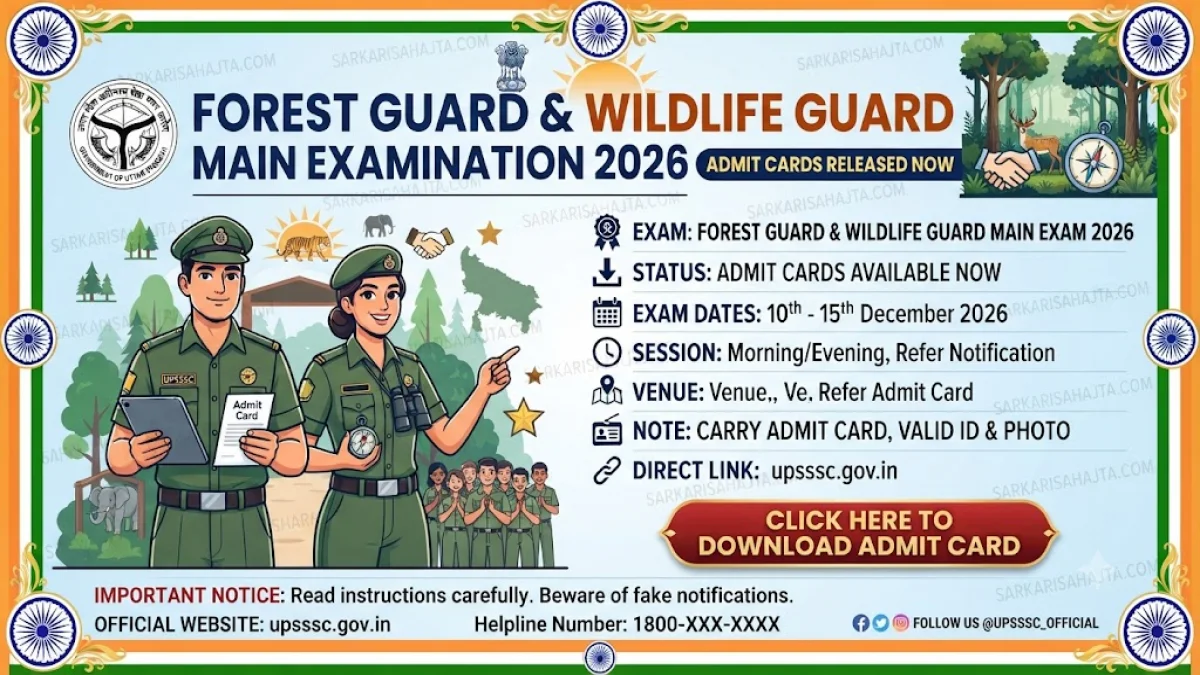 UPSSSC Releases Admit Cards for Forest Guard and Wildlife Guard Main Examination 2026