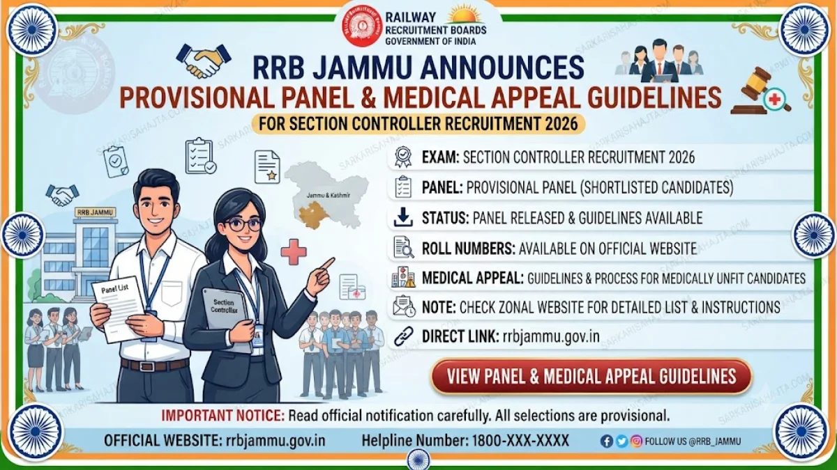RRB Jammu Releases Provisional Panel and Medical Appeal Guidelines for Section Controller Recruitment 2026