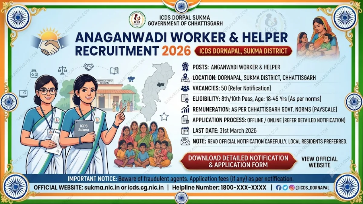 ICDS Dornapal Sukma Announces Anganwadi Worker and Helper Recruitment 2026