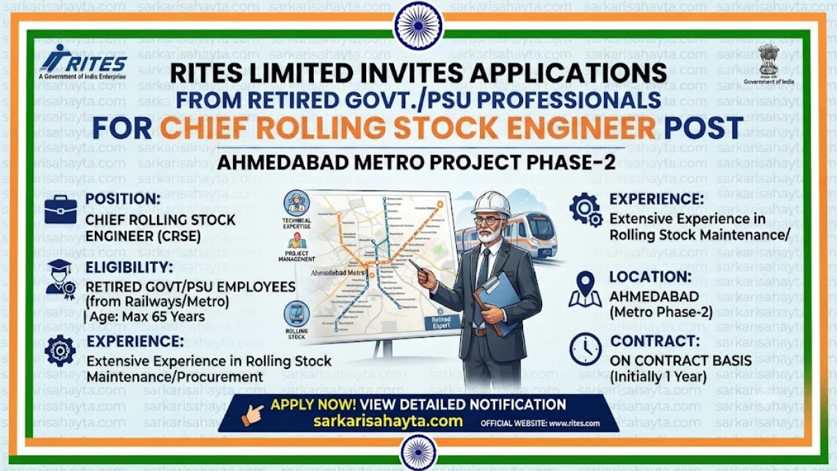 RITES Limited Invites Applications from Retired Govt/PSU Professionals for Chief Rolling Stock Engineer Post – Ahmedabad Metro Project Phase-2