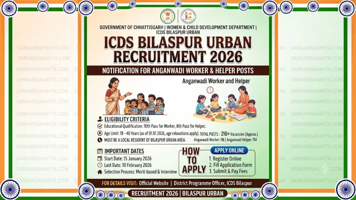 👩‍👧 ICDS Bilaspur Urban Recruitment 2026: Notification for Anganwadi Worker and Helper Posts