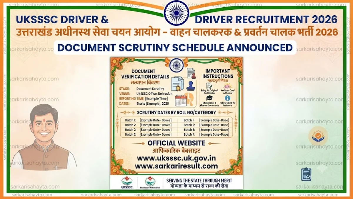 🚘 UKSSSC Driver & Enforcement Driver Recruitment 2026: Document Scrutiny Schedule Announced