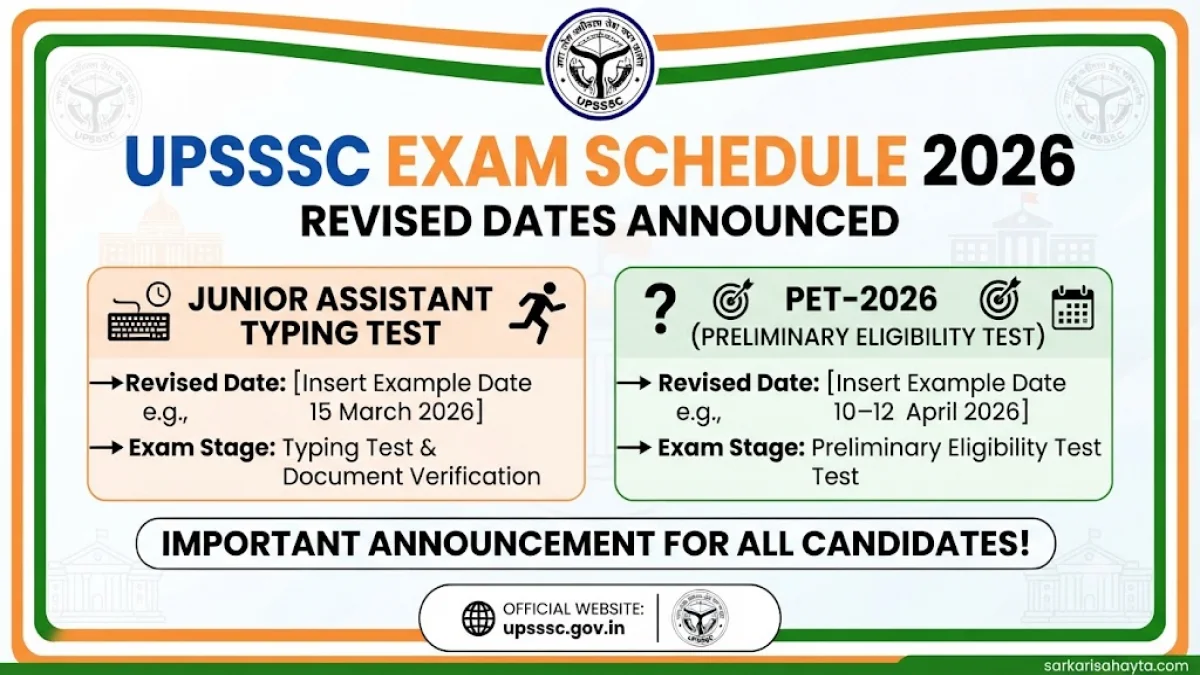 📢 UPSSSC Exam Schedule 2026: Revised Dates for Junior Assistant Typing Test & PET-2026 Announced