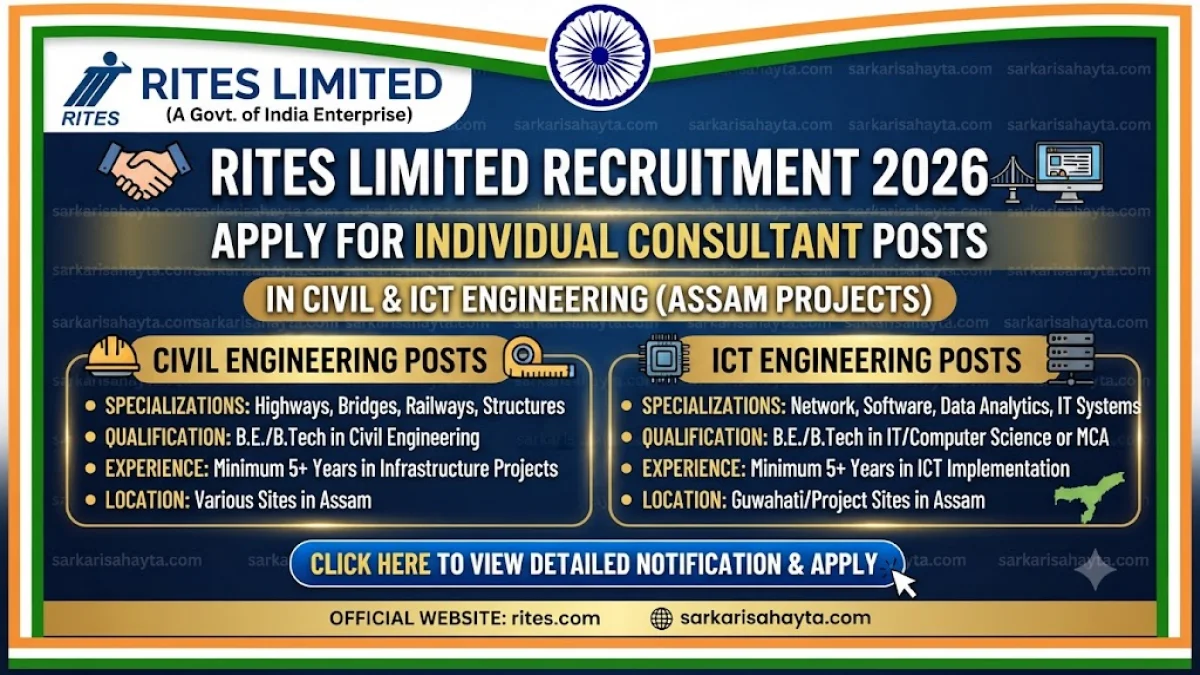 🏗️ RITES Limited Recruitment 2026: Apply for Individual Consultant Posts in Civil & ICT Engineering (Assam Projects)