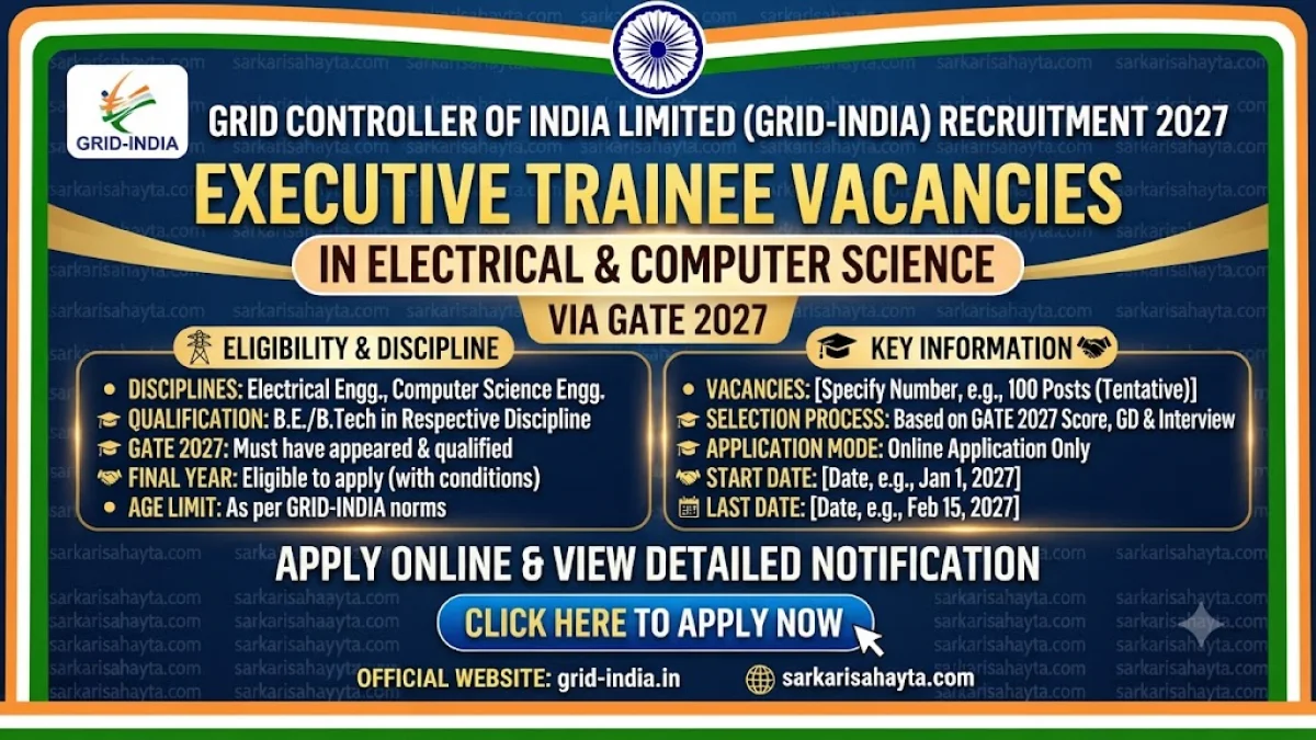 ⚡ GRID-INDIA Recruitment 2027: Executive Trainee Vacancies in Electrical & Computer Science via GATE 2027