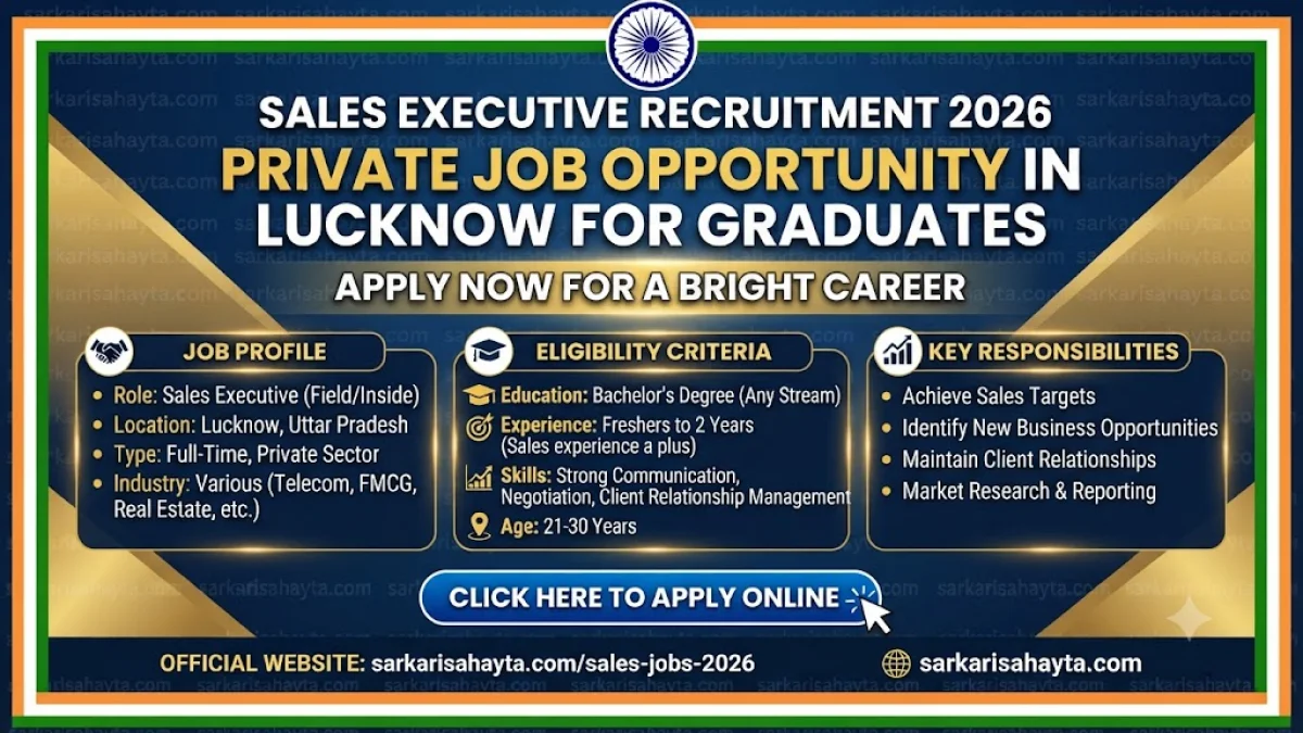💼 Sales Executive Recruitment 2026: Private Job Opportunity in Lucknow for Graduates