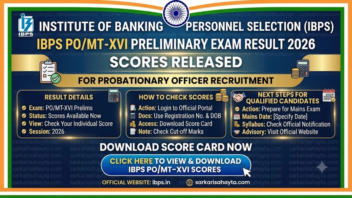 🏦 IBPS PO/MT-XVI Preliminary Exam Result 2026 – Scores Released for Probationary Officer Recruitment