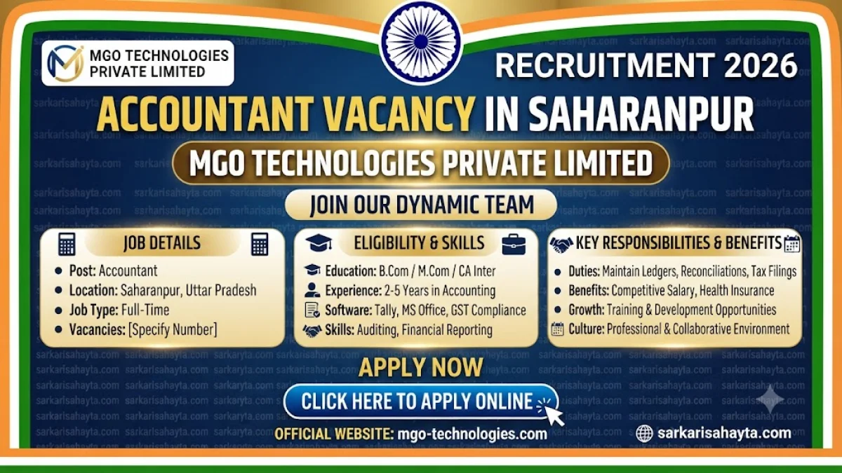 💼 MGO Technologies Private Limited Recruitment 2026 – Accountant Vacancy in Saharanpur
