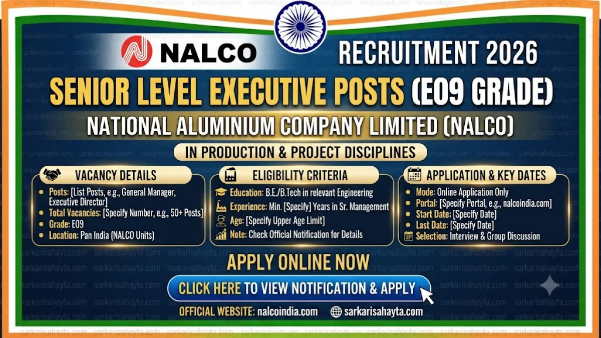 🏭 NALCO Recruitment 2026 – Senior Level Executive Posts (E09 Grade) in Production & Project Disciplines