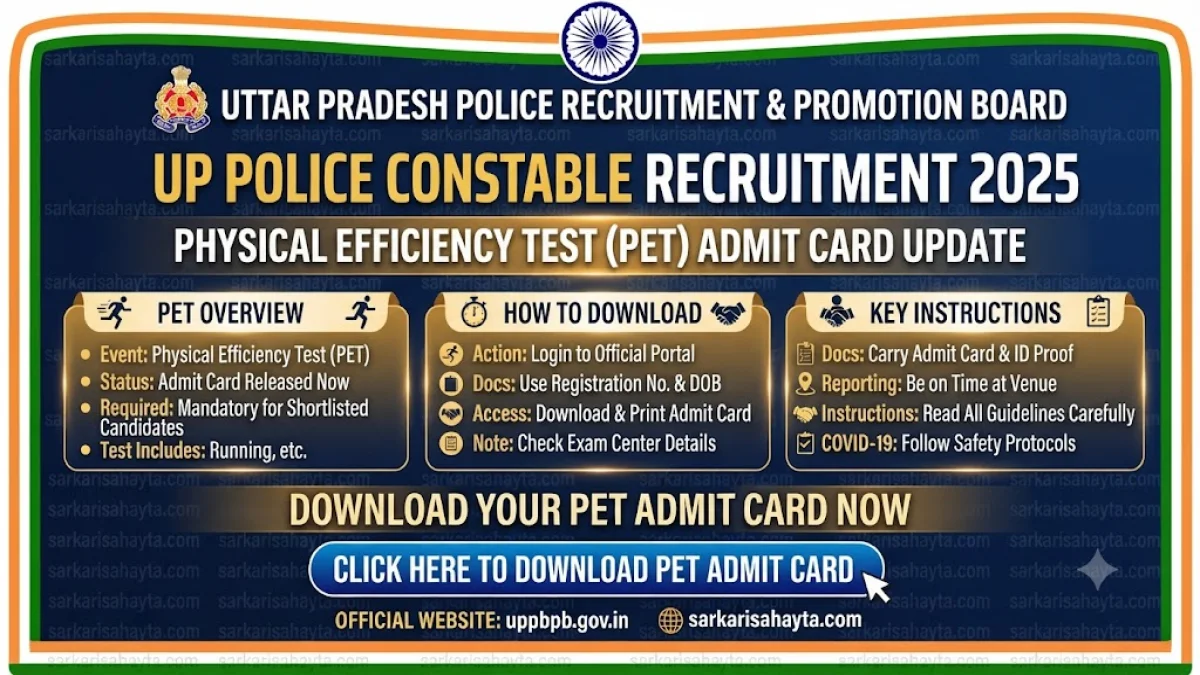 🚨 UP Police Constable Recruitment 2025 – Physical Efficiency Test (PET) Admit Card Update