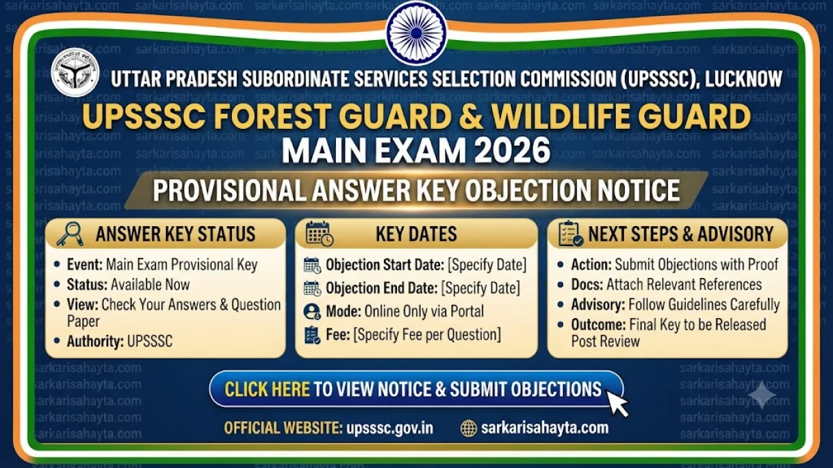 🌲 UPSSSC Forest Guard & Wildlife Guard Main Exam 2026 – Provisional Answer Key Objection Notice