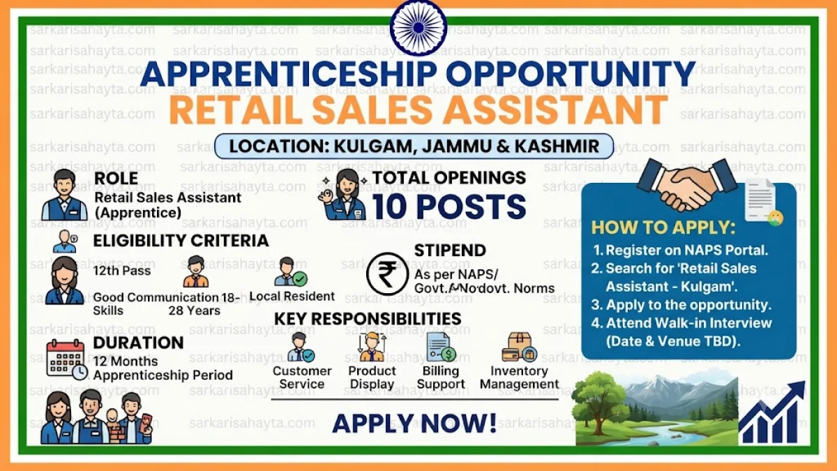 🛍️ Apprenticeship Opportunity – Retail Sales Assistant in Kulgam, Jammu & Kashmir