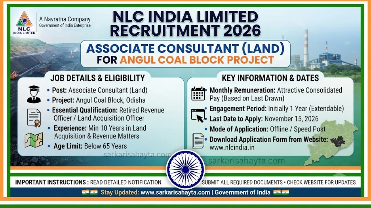 🏢 NLC India Limited Recruitment 2026 – Associate Consultant (Land) for Angul Coal Block Project