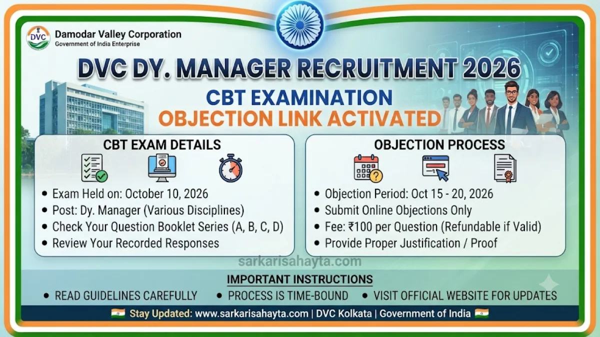 ⚙️ DVC Dy. Manager Recruitment 2026 – Objection Link Activated for CBT Examination