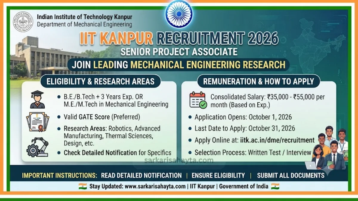 ⚙️ IIT Kanpur Senior Project Associate Recruitment 2026 – Department of Mechanical Engineering