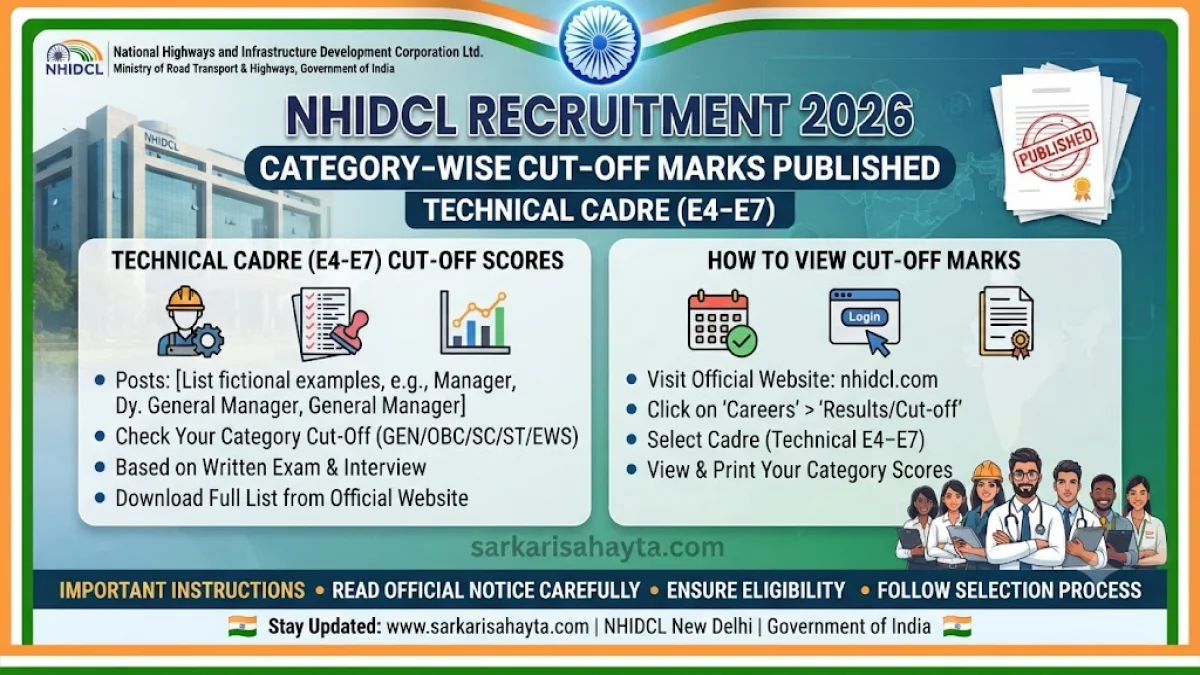 🛣️ NHIDCL Recruitment 2026 – Category‑wise Cut‑off Marks Published for Technical Cadre (E4–E7)