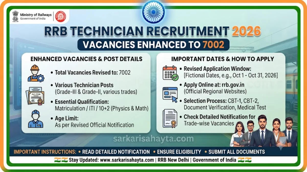 🚆 RRB Technician Recruitment 2026 – Vacancies Enhanced to 7002