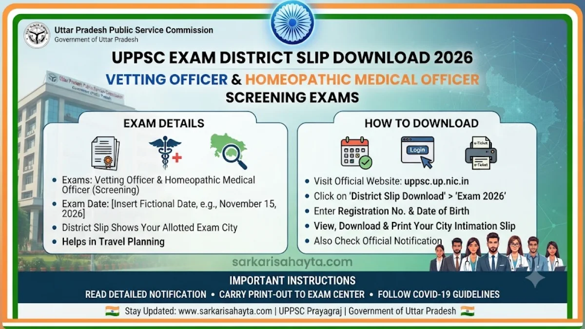🏛️ UPPSC Exam District Slip Download 2026 – Vetting Officer & Homeopathic Medical Officer Screening Exams