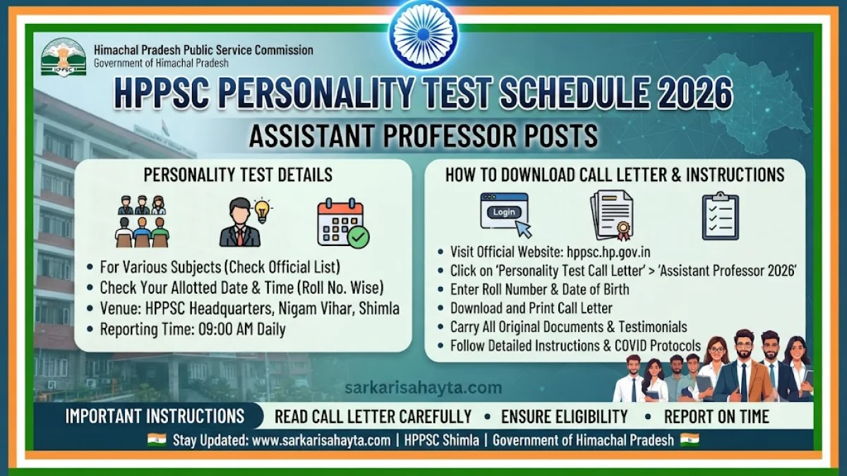 🏥 HPPSC Personality Test Schedule 2026 – Assistant Professor Posts
