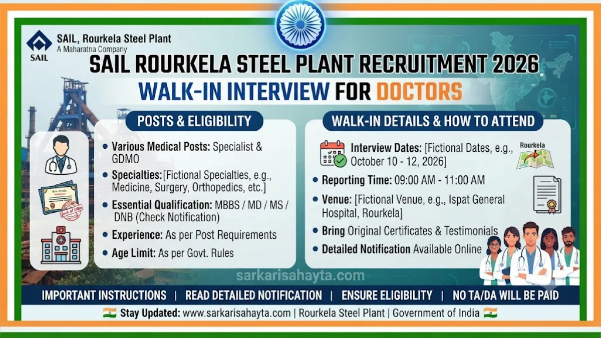 🏥 SAIL Rourkela Steel Plant Recruitment 2026 – Walk‑in Interview for Doctors