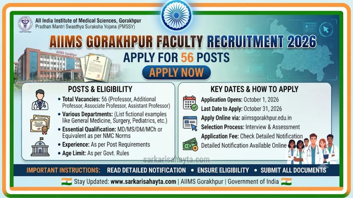 🏥 AIIMS Gorakhpur Faculty Recruitment 2026 – Apply for 56 Posts
