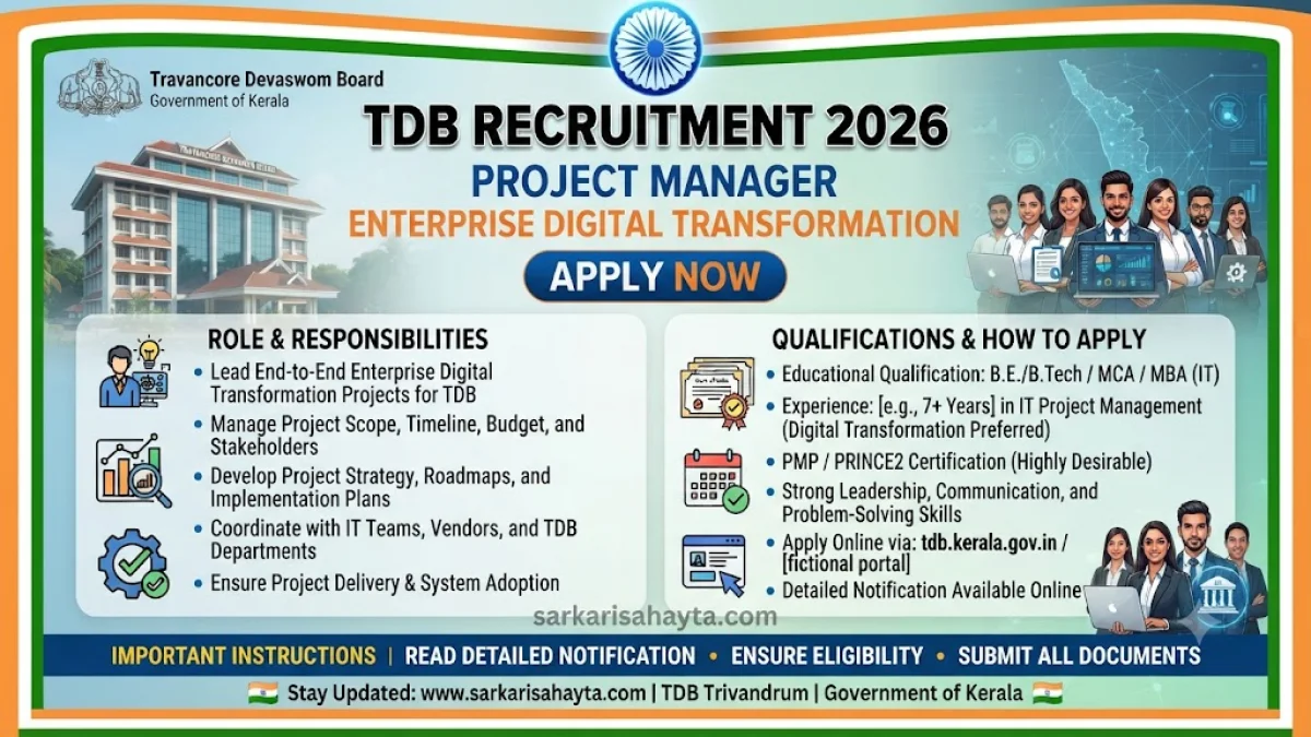💻 Travancore Devaswom Board (TDB) Recruitment 2026 – Project Manager for Enterprise Digital Transformation