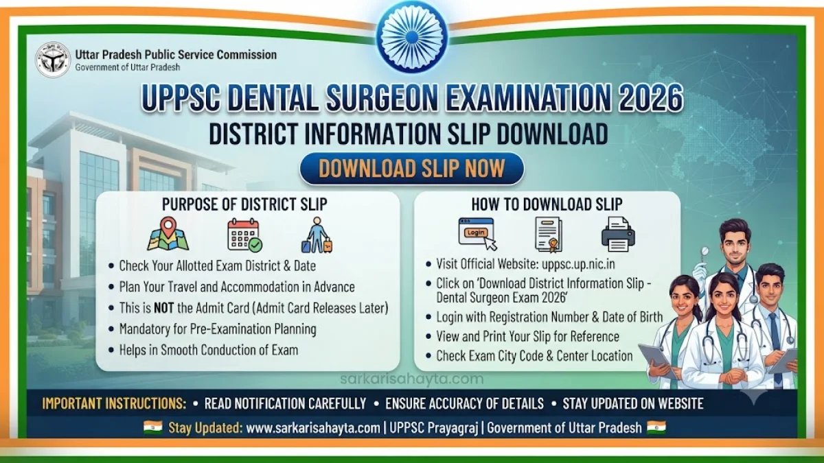 🦷 UPPSC Dental Surgeon Examination 2026 – District Information Slip Download