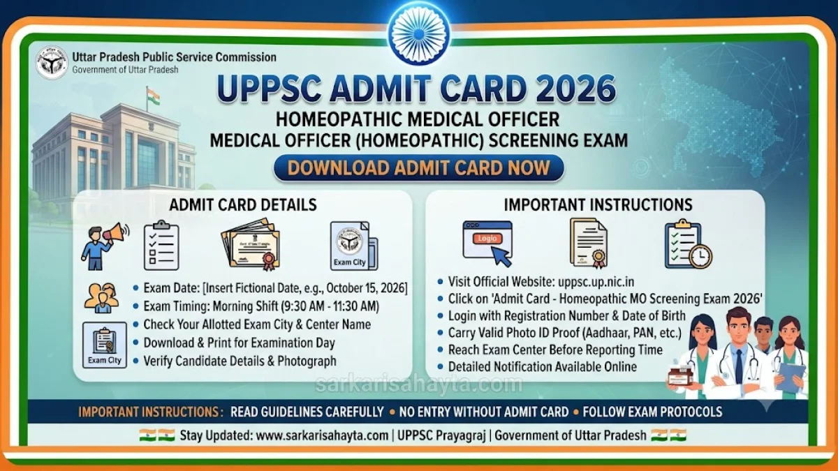 🩺 UPPSC Admit Card 2026 – Homeopathic Medical Officer & Medical Officer (Homeopathic) Screening Exam