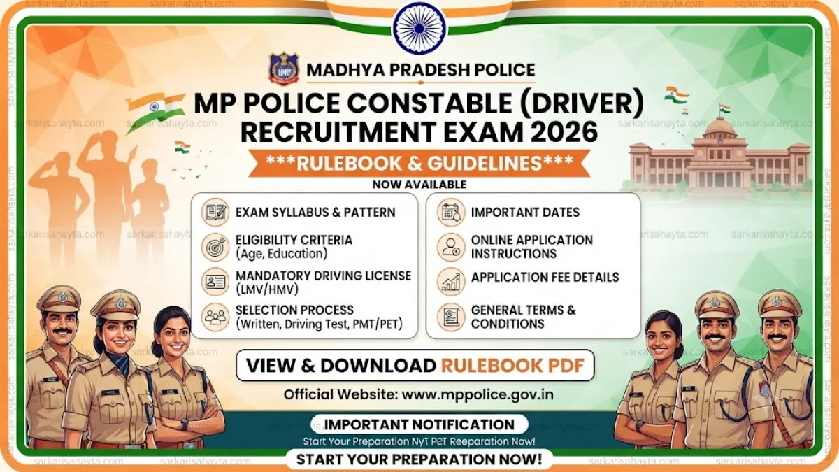 🚓 MP Police Constable (Driver) Recruitment Exam 2026 – Rulebook & Guidelines