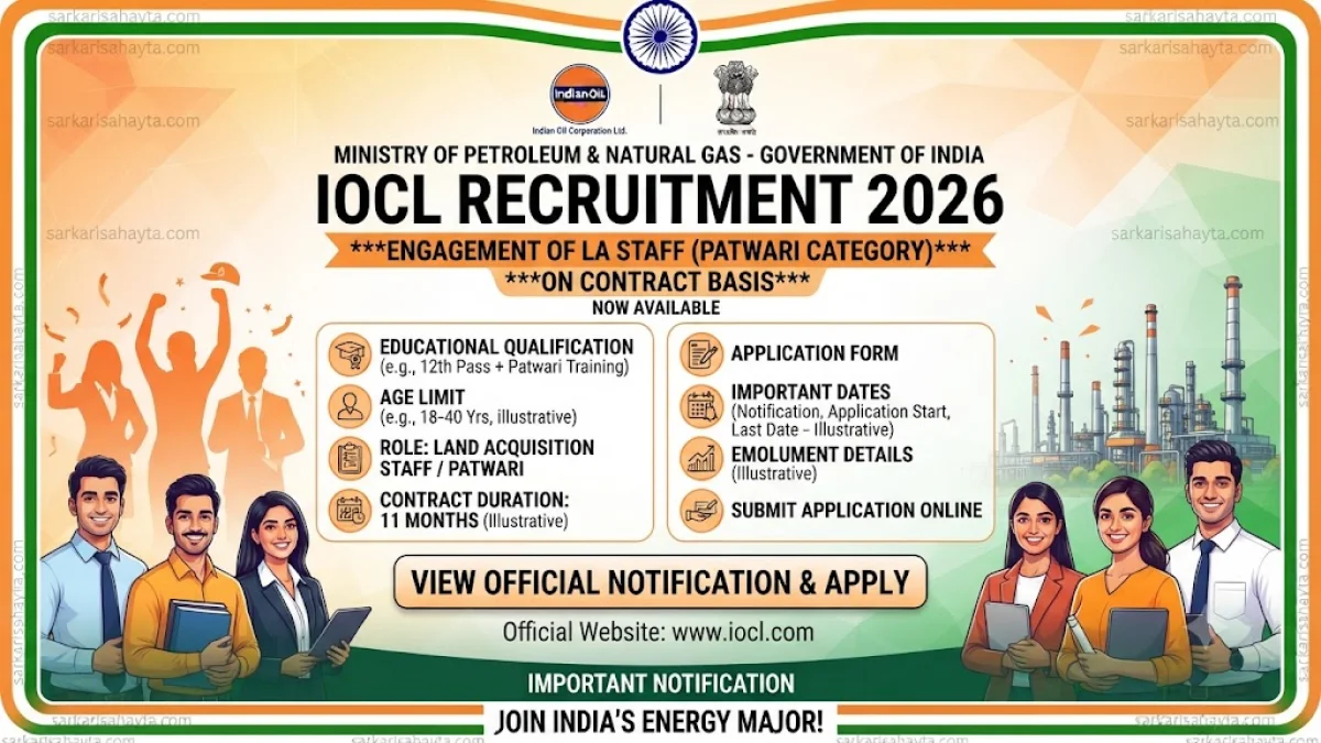 🛢️ IOCL Recruitment 2026 – Engagement of LA Staff (Patwari Category) on Contract Basis