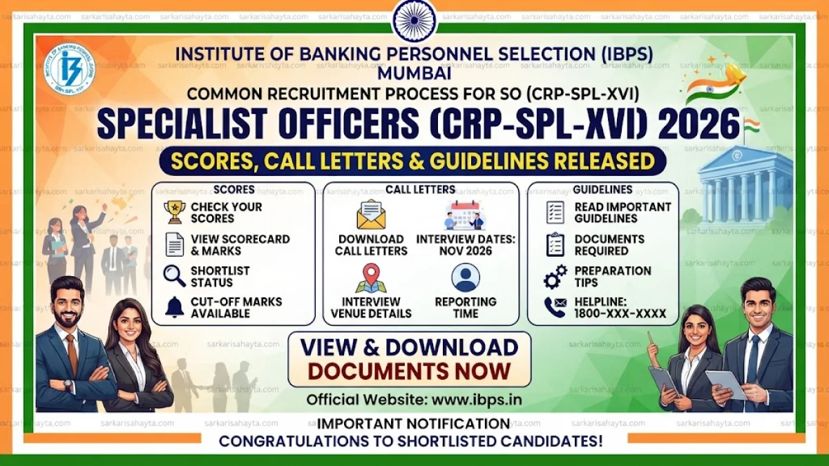 🏦 IBPS Specialist Officers (CRP‑SPL‑XVI) 2026 – Scores, Call Letters & Guidelines Released