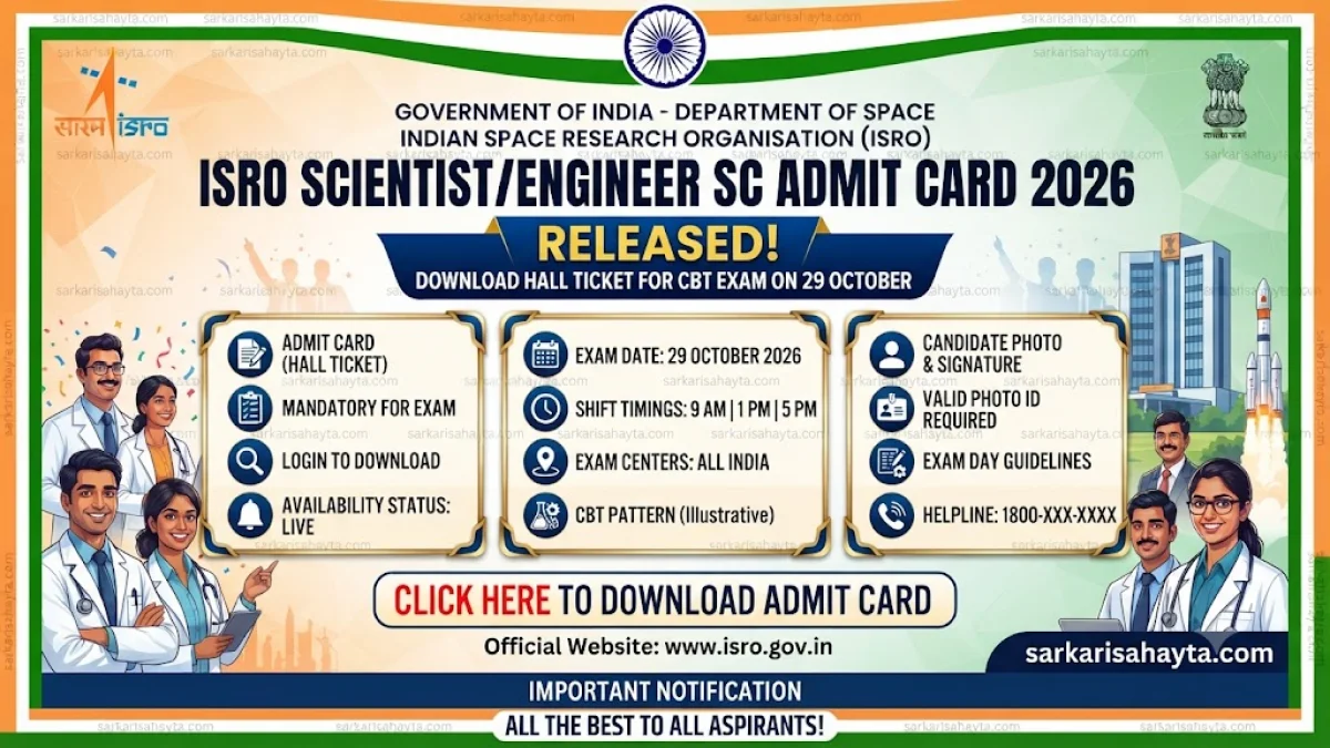 ISRO Scientist/Engineer SC Admit Card 2026 Released: Download Hall Ticket for CBT Exam on 29 October