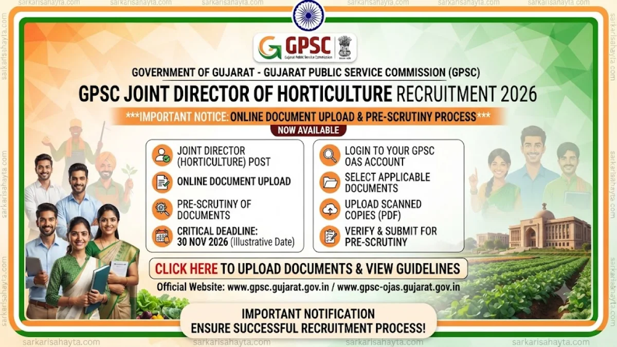 GPSC Joint Director of Horticulture Recruitment 2026: Important Notice for Online Document Upload and Pre-Scrutiny Process