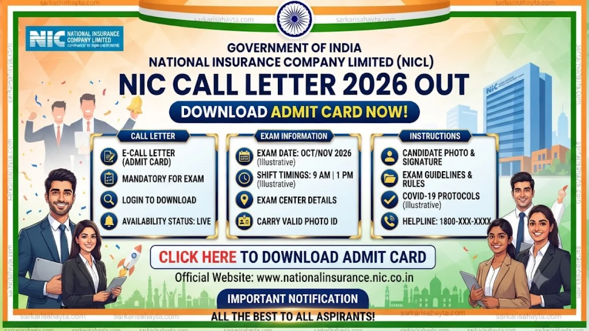 National Insurance Company NIC Call Letter 2026 Out - Download Admit Card
