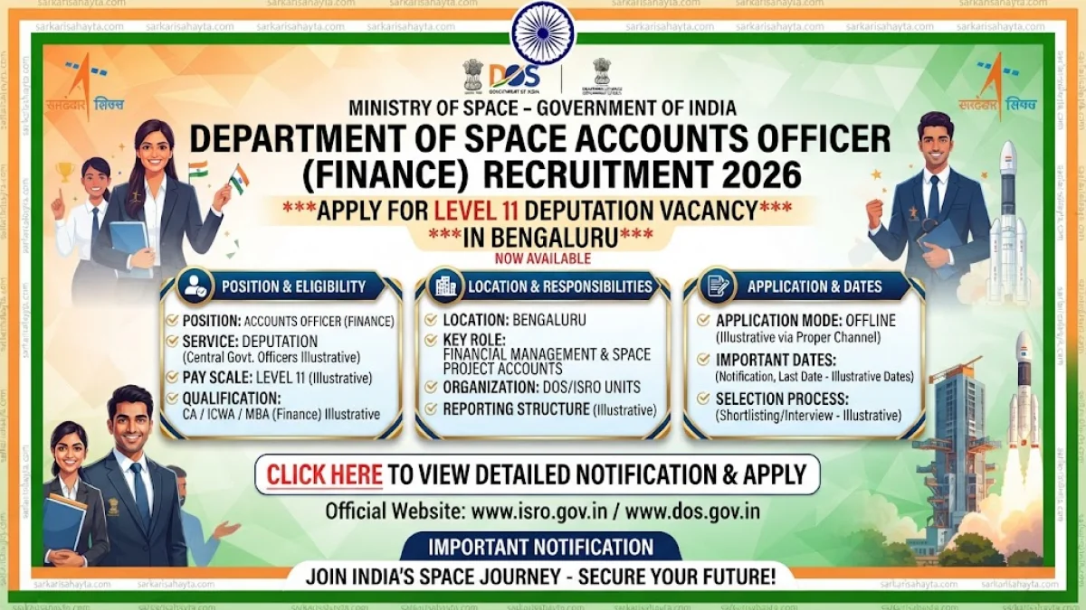 Department of Space Accounts Officer (Finance) Recruitment 2026: Apply for Level 11 Deputation Vacancy in Bengaluru