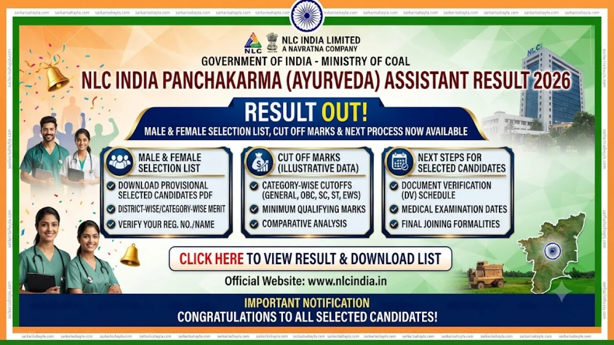 NLC India Panchakarma (Ayurveda) Assistant Result 2026 Out: Male & Female Selection List, Cut Off Marks and Next Process