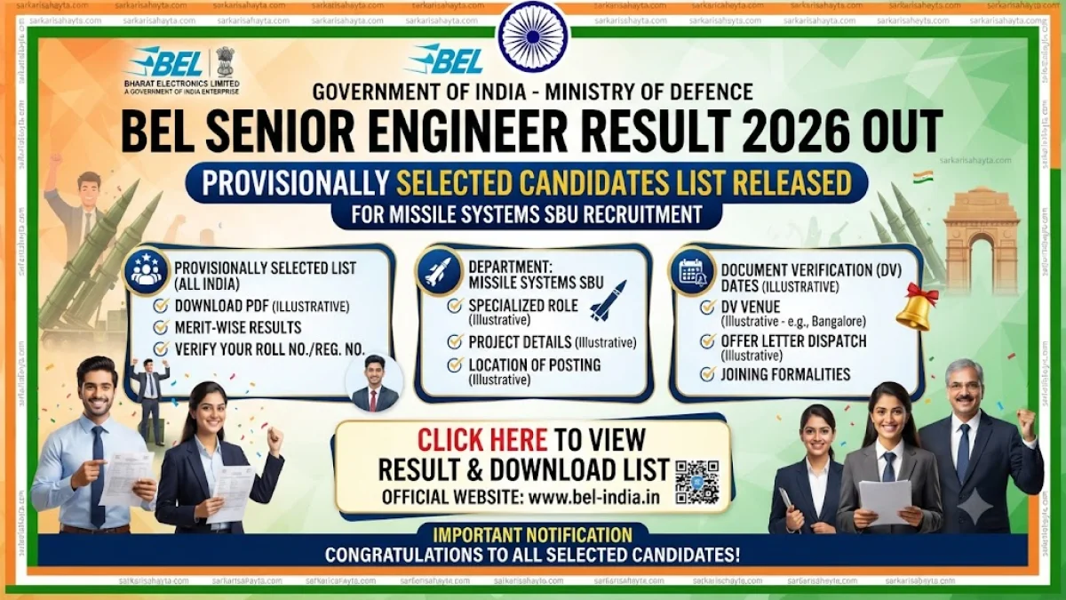 BEL Senior Engineer Result 2026 Out: Provisionally Selected Candidates List Released for Missile Systems SBU Recruitment