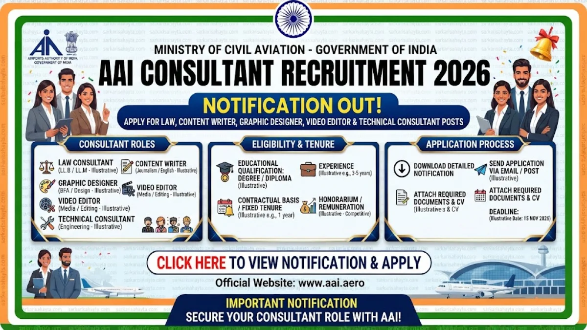 AAI Consultant Recruitment 2026 Notification Out: Apply for Law, Content Writer, Graphic Designer, Video Editor and Technical Consultant Posts