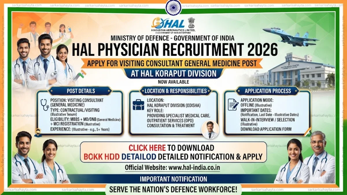HAL Physician Recruitment 2026: Apply for Visiting Consultant General Medicine Post at HAL Koraput Division